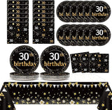 30th Birthday Party Supplies Serves 24 Black and Gold 30 Years Old