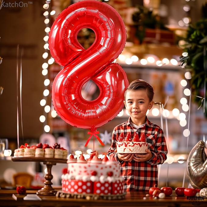 KatchOn, Giant Red 8 Balloon Number - 40 Inch | Number 8 Balloon, 8th