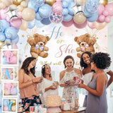Bear Gender Reveal Balloon Boxes Decorations 158pcs Pink Blue