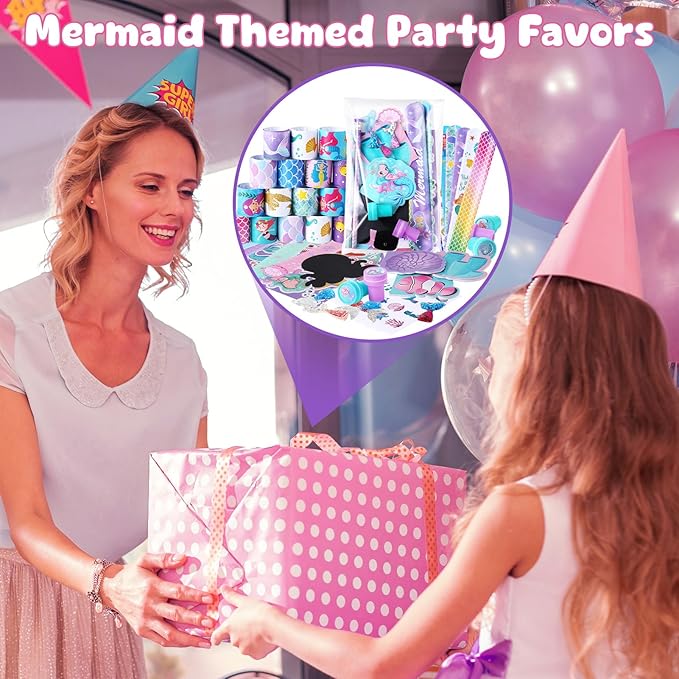 120Pcs Mermaid Party Favors Little Mermaid Pencils Stickers School