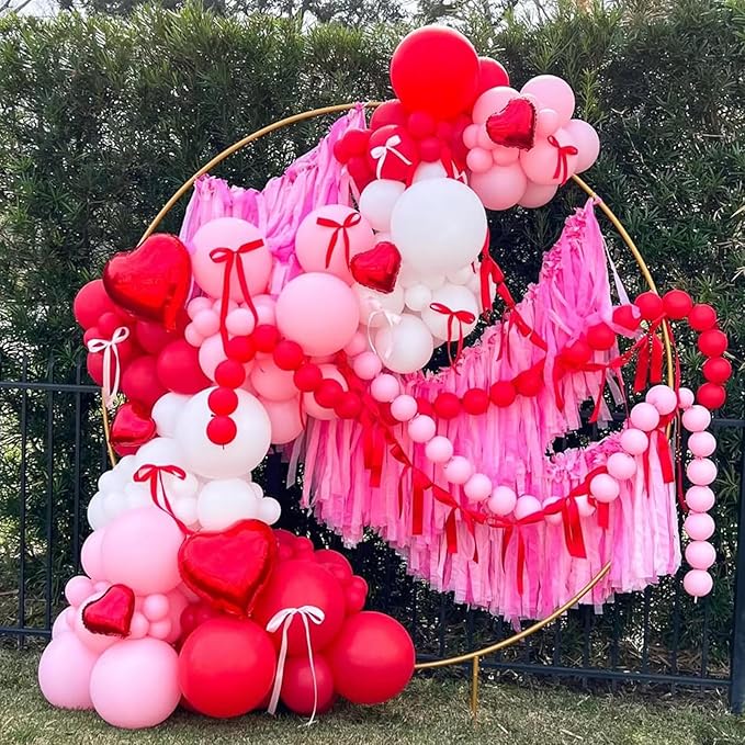 YMSZ Red and Pink Balloons Arch Kit, Valentines Balloons Arch,134pcs