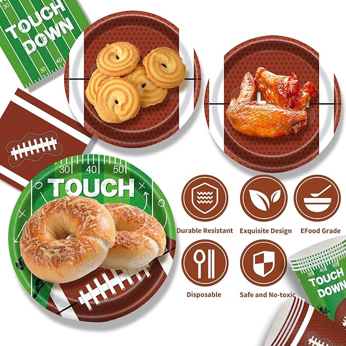 Football Party Supplies Kit Includes Dinner Plates Dessert Plates