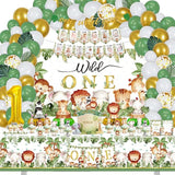 Wild One party Decorations 150 Pcs Jungle Animal Party Supplies