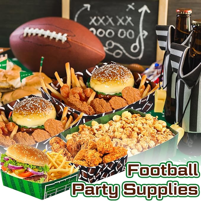 36 Pack Football Party Supplies Large 5 lb Football Plates Trays