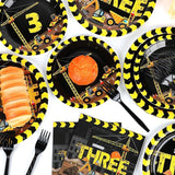 100 Pcs Construction Plates and Napkins Set 3rd Birthday Party