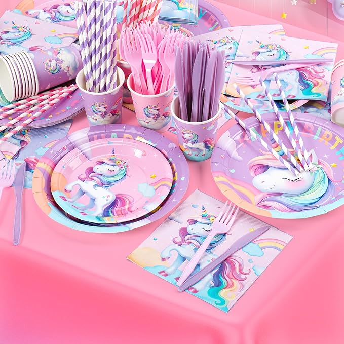 171Pcs Unicorn Birthday Party Decorations with Unicorn Rainbow