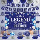 Retirement Party Decorations Blue Silver 20PCS Kit Banner Backdrop