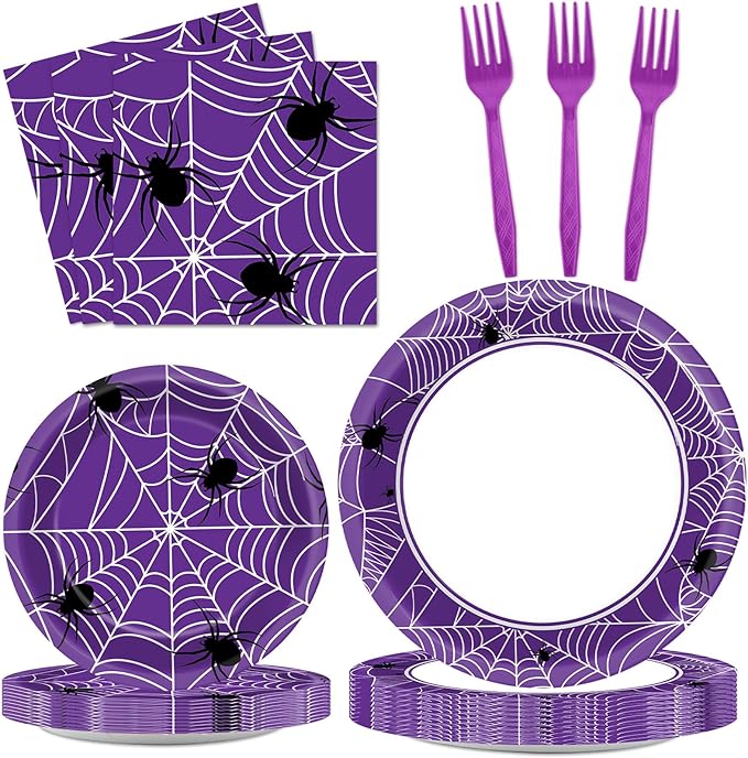 100 Pcs Halloween Birthday Party Supplies Paper Plates and Napkins