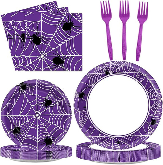 100 Pcs Halloween Birthday Party Supplies Paper Plates and Napkins