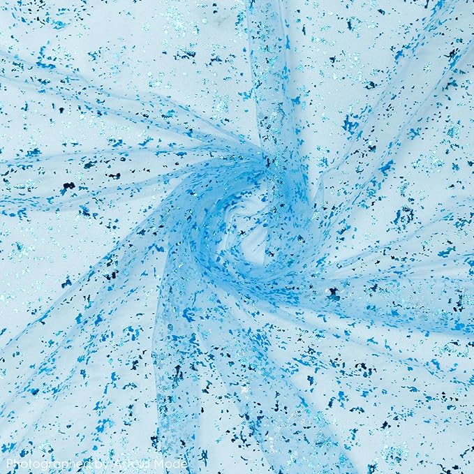 Artoid Mode 3PCS Light Blue Gauze Table Runner 120 Inch 10FT, Glitter