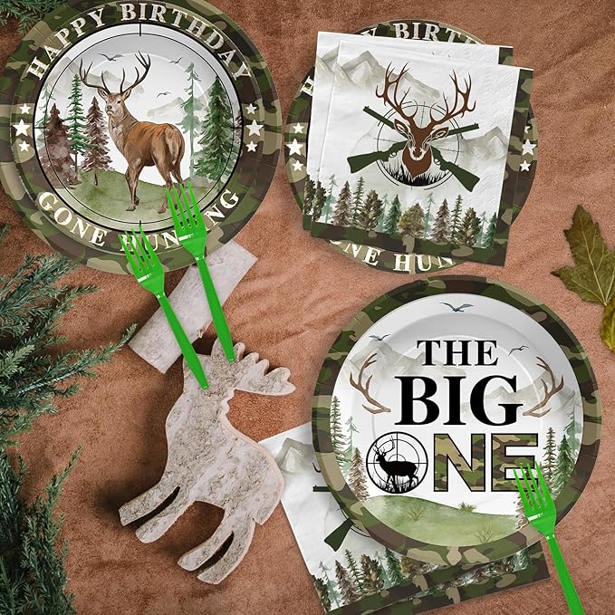 96Pcs The Big One Hunting 1st Birthday Party Decorations The Big One
