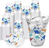 50 Pcs Dinosaur Cups 12 oz Disposable Plastic Cups Dino Tumbler for