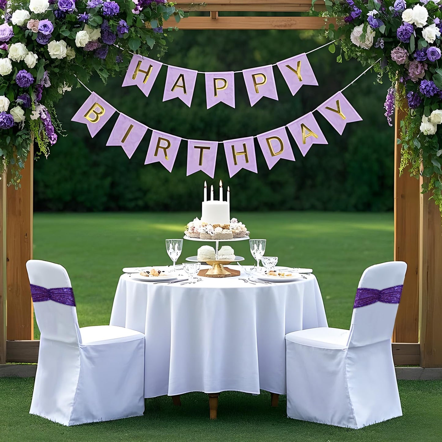 Eternal Beauty Set of 20 Sequin Sashes Bow Purple Chair Sashes for