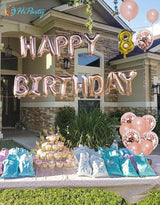 30pcs Pink Rose Gold Birthday Decorations 3D Mylar Foil Happy