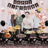 123 Pack Black and Rose Gold Party Supplies Pink Birthday Party