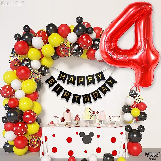 KatchOn, Giant Red Number 4 Balloons for Birthdays - 40 Inch | Red 4