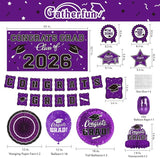 Purple Themed 2026 Graduation Decorations Set - Congrats Grad Banner,