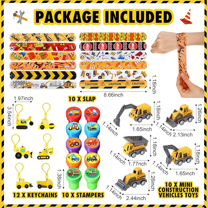 49 Pcs Construction Party Favors Excavator Pinata with Mini