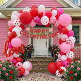 Valentines Day balloon garland arch kit with Banner red Hot pink and