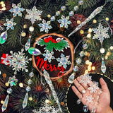 48pcs Christmas Crystal Ornaments for Tree - Iridescent Christmas