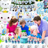142Pcs Cat Birthday Decorations Cat 2nd Birthday Party Supplies Cat
