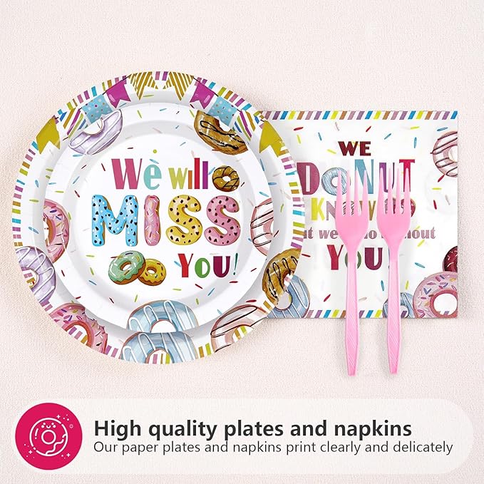 96PCS Farewell Retirement Party Supplies Colorful Donut Forget Us