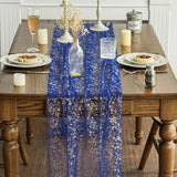 Artoid Mode Blue Gold Gauze Table Runner 120 Inch 10FT, Glitter
