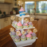 Gyufise 30Pcs Foil Firework Cupcake Toppers Happy Birthday Cake