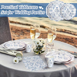 250 Pcs Something Blue Disposable Plates and Napkins Bridal Shower