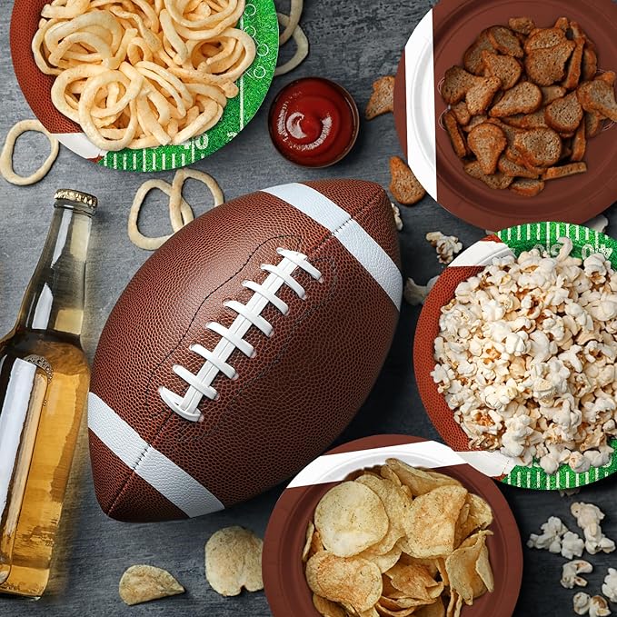 Football Party Supplies Kit Serve 48 Guests with 9 Inch Paper Plates
