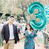 KatchOn, Teal Number 3 Balloon - Large, 40 Inch | Teal Blue 3 Balloon