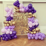 Purple Gold Balloon Garland Arch Kit, Metallic Gold and Latex Purple