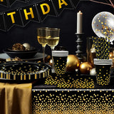 148 Pcs Black and Gold Party Decorations 16 Guests Black and Gold