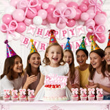 Pink Bow Birthday Decorations for Girls Women, Coquette Birthday