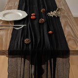 Keketoarrange 3pcs Halloween Table Runner Black Cheesecloth Gauze