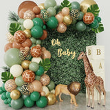 170Pcs Jungle Safari Balloons Arch Garland Kit Sage Green Brown