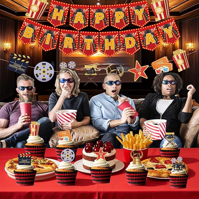 Movie Theme Birthday Party Decoration Happy Birthday Banner Movie