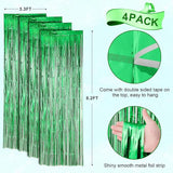 Voircoloria 4 Pack Green Foil Fringe Backdrop Curtains, St. Patrick‘s