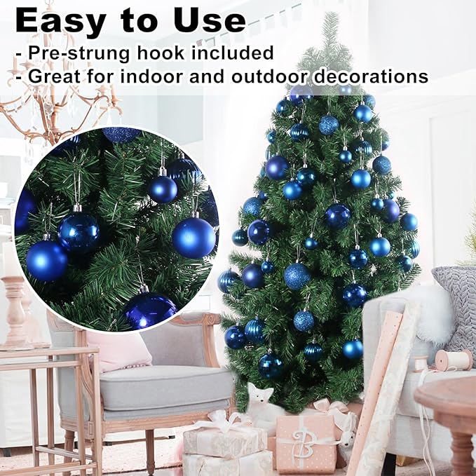 24Pcs Christmas Balls Ornaments for Xmas Tree - Shatterproof