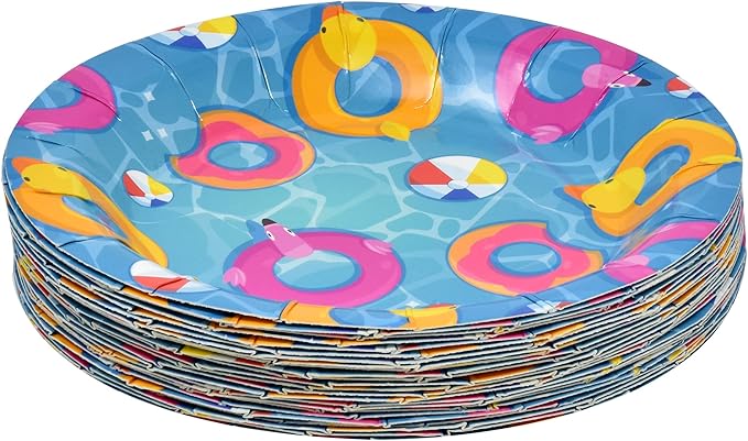 122 Pcs Pool Party Supplies Set Paper Plate Cup Napkin for Summer
