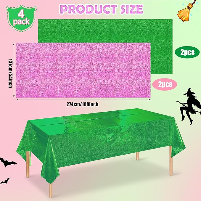 4 Pcs Iridescent Pink and Green Tablecloth Party Decorations,