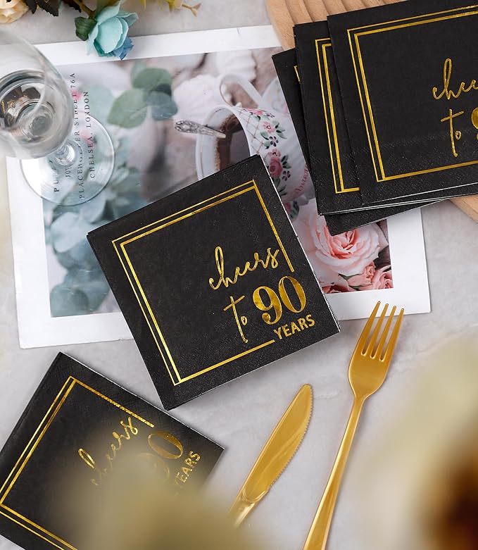 Cheers to Years Cocktail Napkins - 50 PK - 3-Ply Birthday Napkins 5x5
