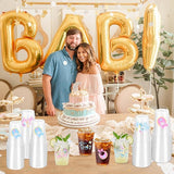 100 Pcs Gender Reveal Party Plastic Cups 12oz Thick Clear Cup Pink