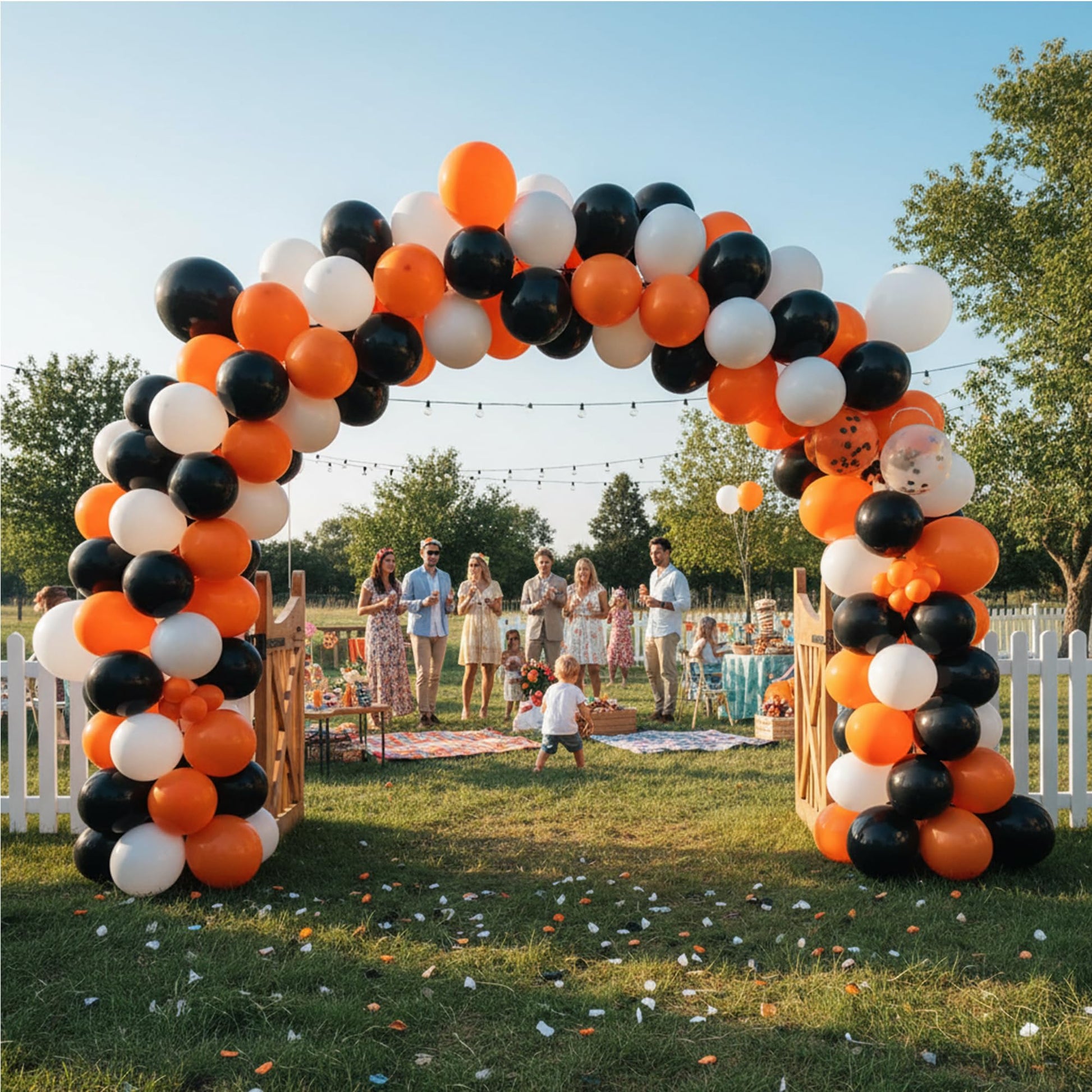 KADBANER Black White Orange Balloons,100 Pack 12 Inch Latex