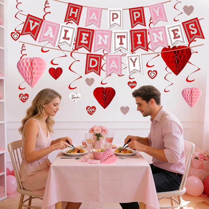 Valentines Day Decorations Kit 31 PCS Valentine's Swirl Hanging