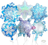 Biapian Snowflakes Balloons Set, Large Snowflake Shaped Foil Balloon,