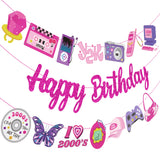 3pcs Y2K Birthday Party Banners 2000s Pink Birthday Party Decorations