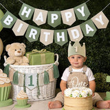 Wild One High Chair Banner Felt Green Happy Birthday Banner Pre