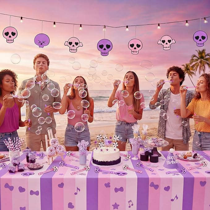 RoundFunny 24 Pcs Skull Mini Bubble Wands Skeleton Theme Party