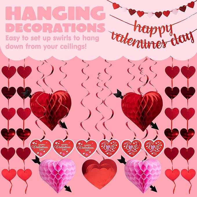 20 Packs Valentine's Day Swirl String Cutout with Garland Party